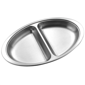 Stainless Steel Oval Dish (2 Divide) 36cm