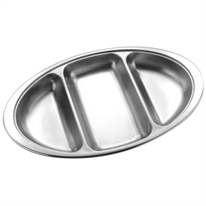 Stainless Steel Oval Dish (3 Divide) 36cm