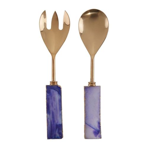 Blue Agate Gem Fork & Knife Set