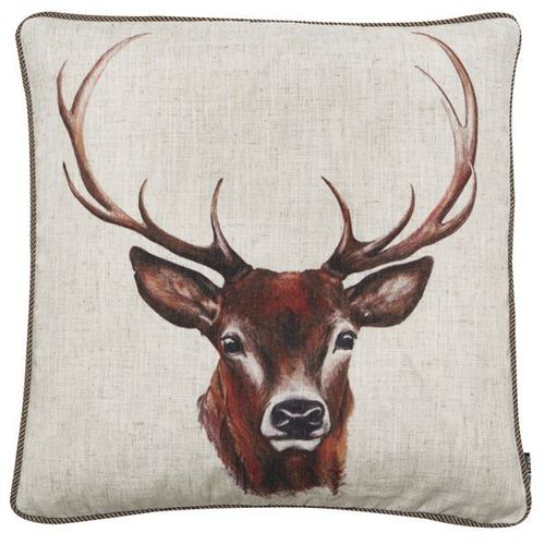 Handpainted Stag On Linen Cushion