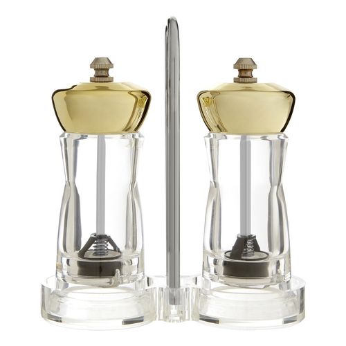 Ryan Gold Salt and Pepper Gold Mill Set with Stand