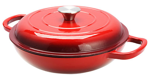 Shallow Red Casserole Dish With Lid