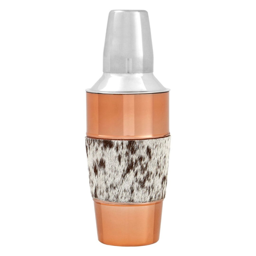 Copper and Cowhide Cocktail Shaker