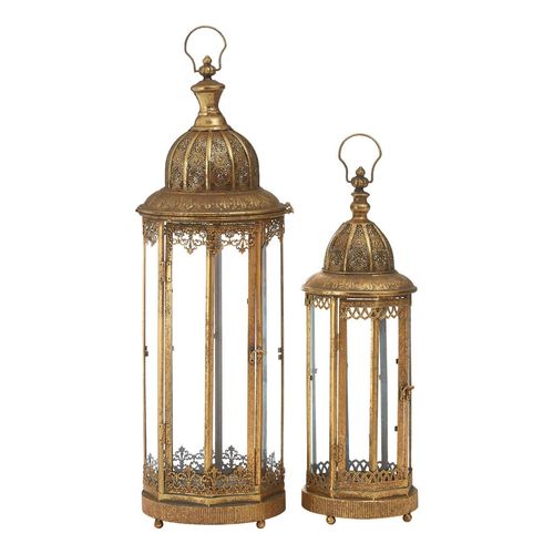 Arabesque Gold Lantern - Set of 2