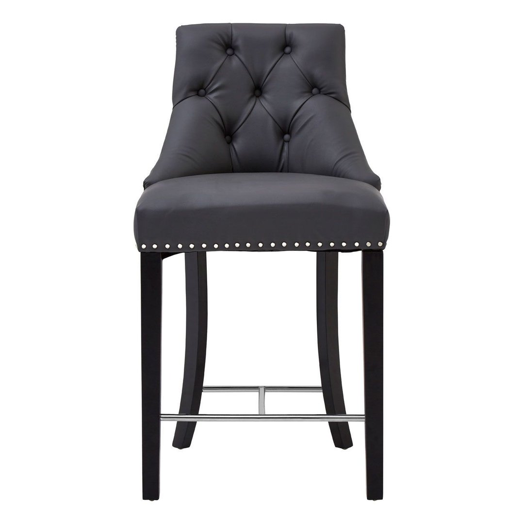 Portman Grey Tufted Leather Bar Chair