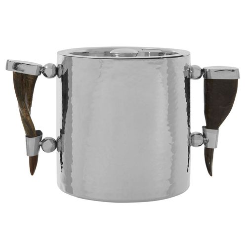 Duke Black Horn Silver Ice Bucket