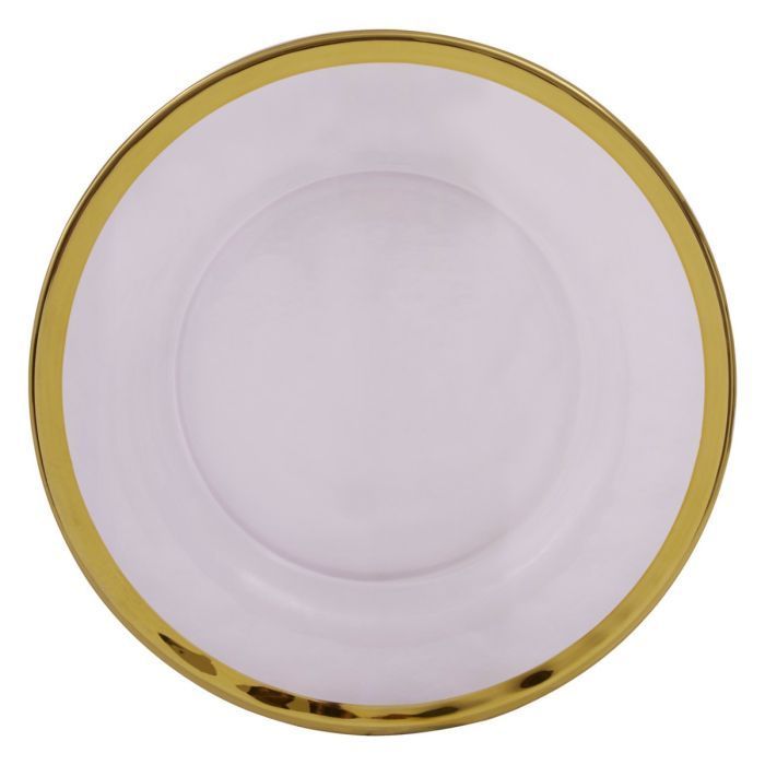Lila Round Gold Band Clear Glass Desert Plate - 21cm