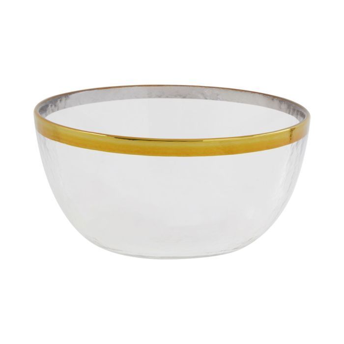 Lila Round Gold Band Clear Glass Bowl - 15cm